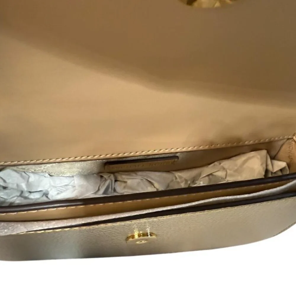 NWT Michael Kors Jet Set Travel Small Metallic Leather Crossbody - GOLD - Picture 12 of 12